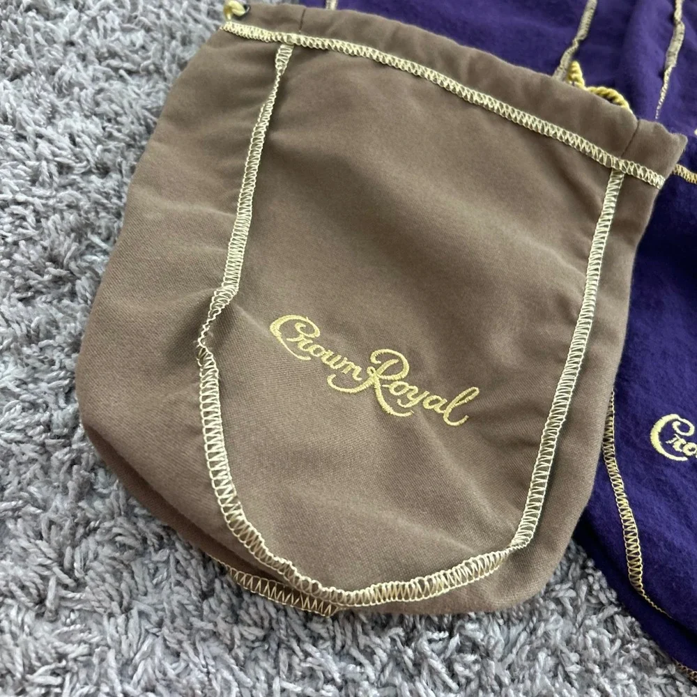 Crown Royal Purple & Tan Drawstring‎ Pouches Bags 4pc Set